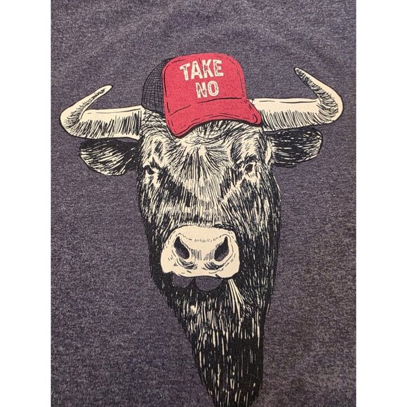 Take‎ No Womens Tshirt Size L Blue Graphic Print Bull Delta Pro Weight Farm EUC - Picture 2 of 7